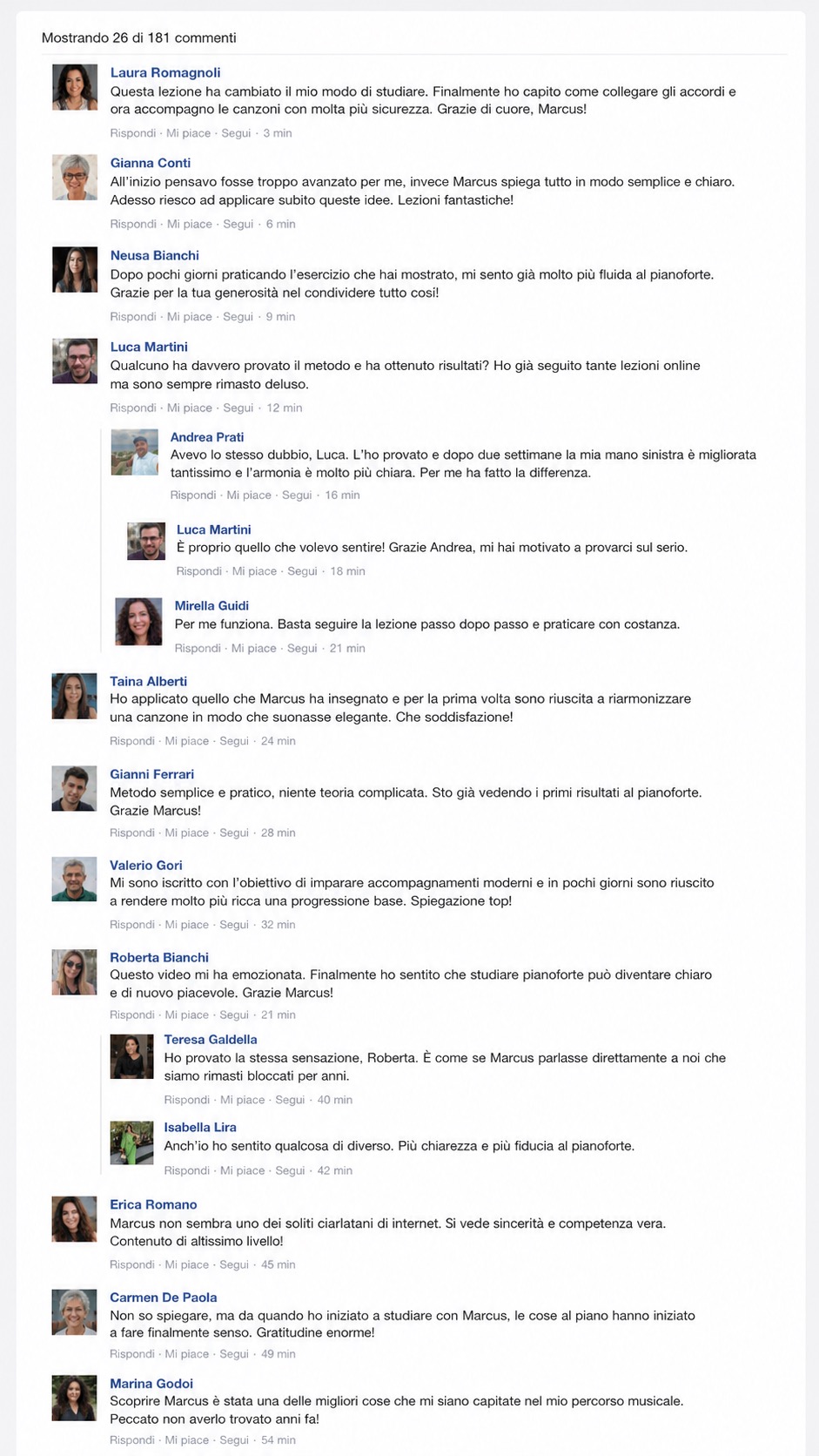 Commenti degli studenti su Piano Pratico Pro